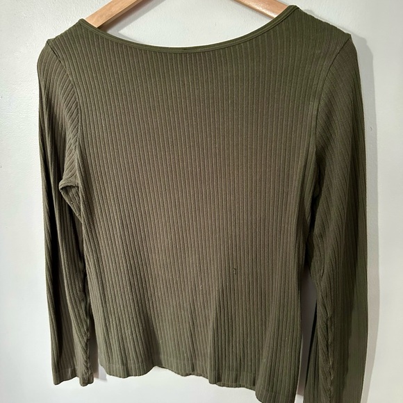 Olive Ribbed Long Sleeve Top - Picture 2 of 2
